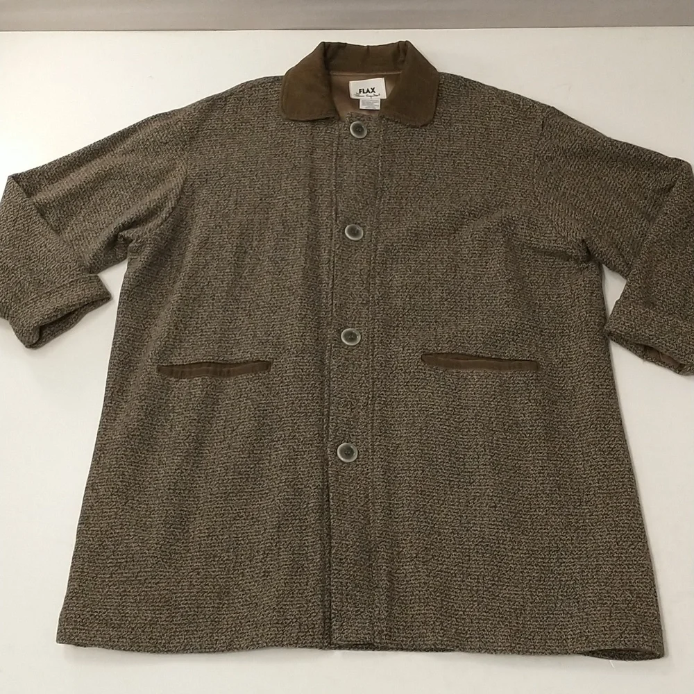 Jeanne Engelhart FLAX Jacket Wool Blend Corduroy Trim Oversized Natural Neutral - Picture 6 of 9